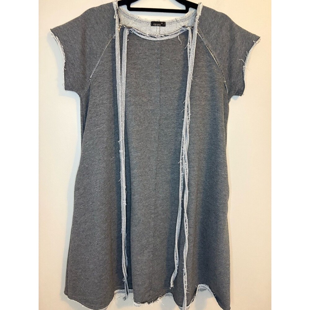 Aakasha Gray Raw Edge Tunic Dress XS Avant Garde Lagenlook
